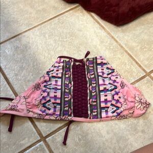 Time and Tru Pink Purple bikini top